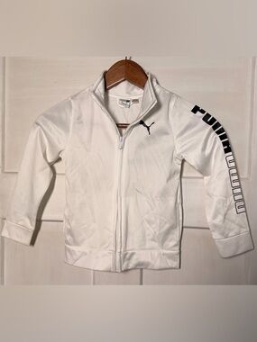Puma Kids White Full-Zip Track Jacket with Black Logo